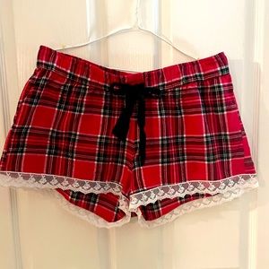 Plaid lace trimmed womens boxers